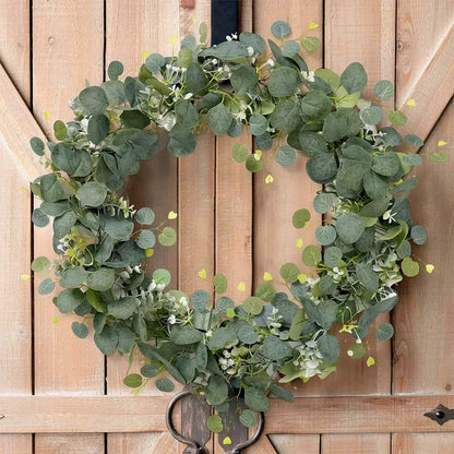 Guirlanda de Folhas de Eucalipto Artificial com Flores Brancas - Casa Stony
