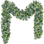 Guirlanda de Folhas de Eucalipto Artificial com Flores Brancas - Casa Stony
