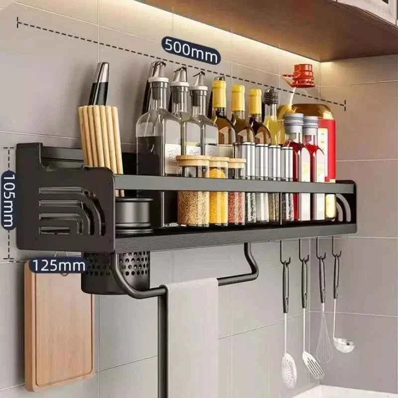 Prateleira Para Cozinha Em Aço Inox Multifuncional com Plataforma Porta Temperos 50cm