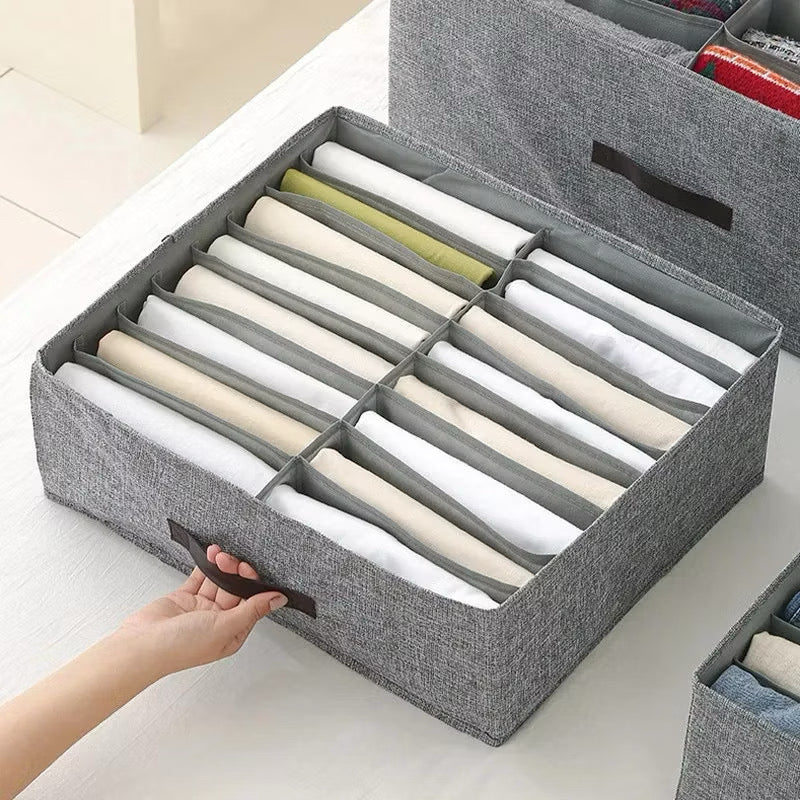 Caixa Organizador de Roupas para Guarda Roupa com Divisórias - Kit 3 Unidades