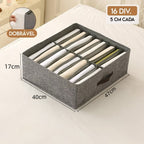 Caixa Organizador de Roupas para Guarda Roupa com Divisórias - Kit 3 Unidades