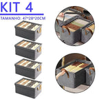 Caixa Organizadora de Roupas com Tampa - Kit 4 unidades