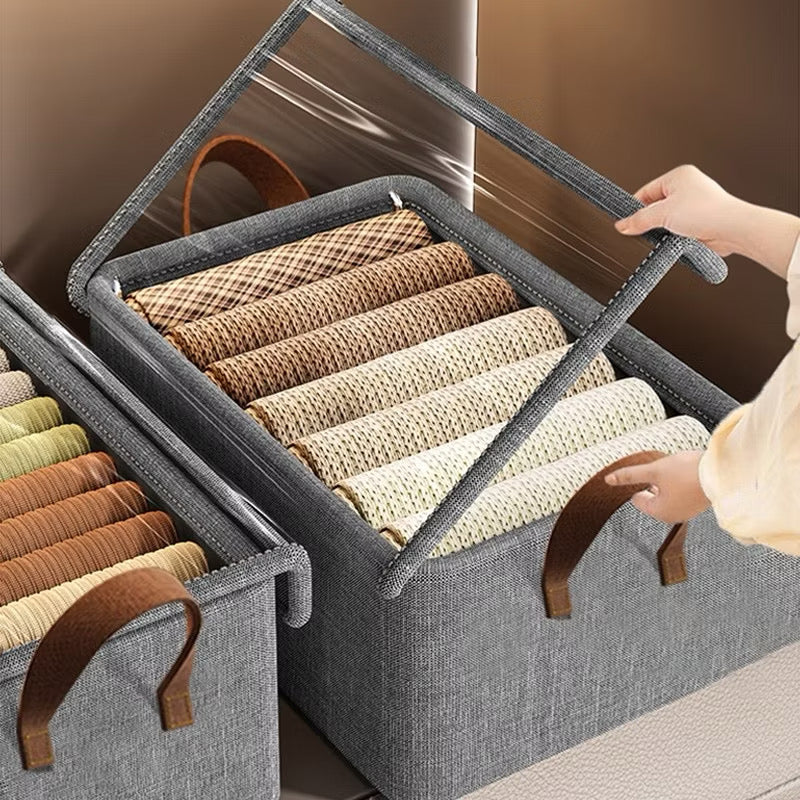 Caixa Organizadora de Roupas com Tampa - Kit 4 unidades