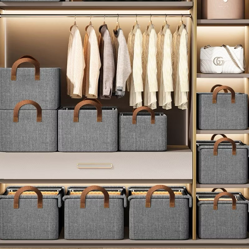 Caixa Organizadora de Roupas com Tampa - Kit 4 unidades