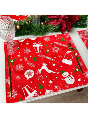 Jogo Americano de Tecido com 6 Peças Decoração de Natal