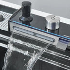 Kit cuba gourmet cascata em aço inox com torneira flexível cinza