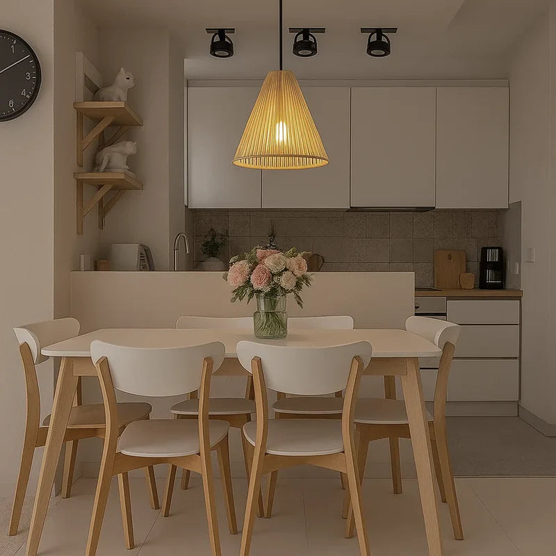 Luminária Pendente Palha Cone 35cm Artesanal - Casa Stony