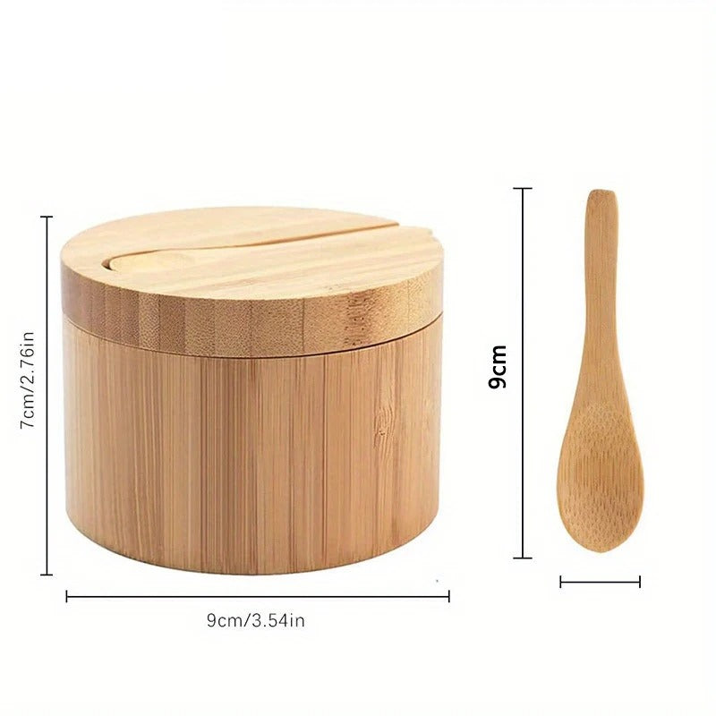 Porta Temperos e Sais em Bambu com Colher - Casa Stony