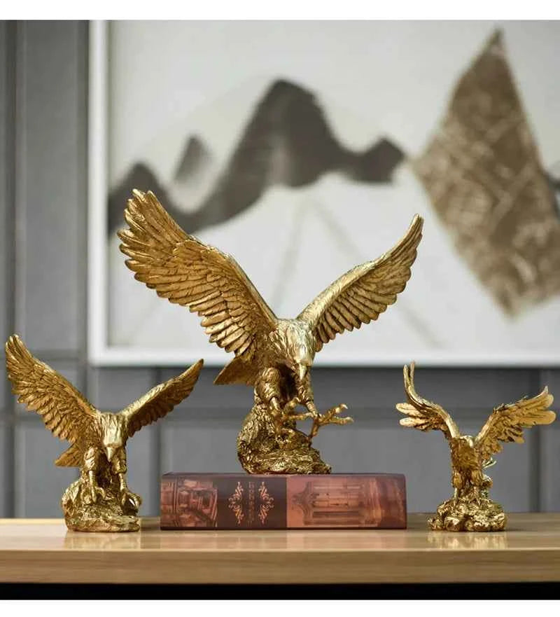 Estatueta Decorativa Águia Dourada