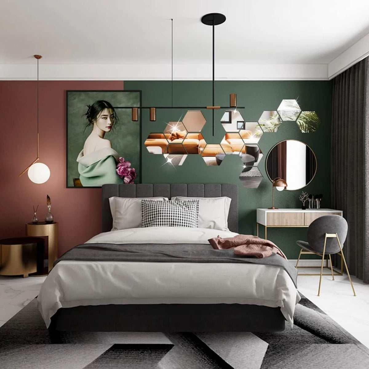 Kit Espelhos Adesivos Decorativos Hexágonos 10 Peças