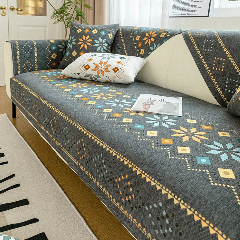 Capa de Sofá Boho Jacquard Chenille - Casa Stony
