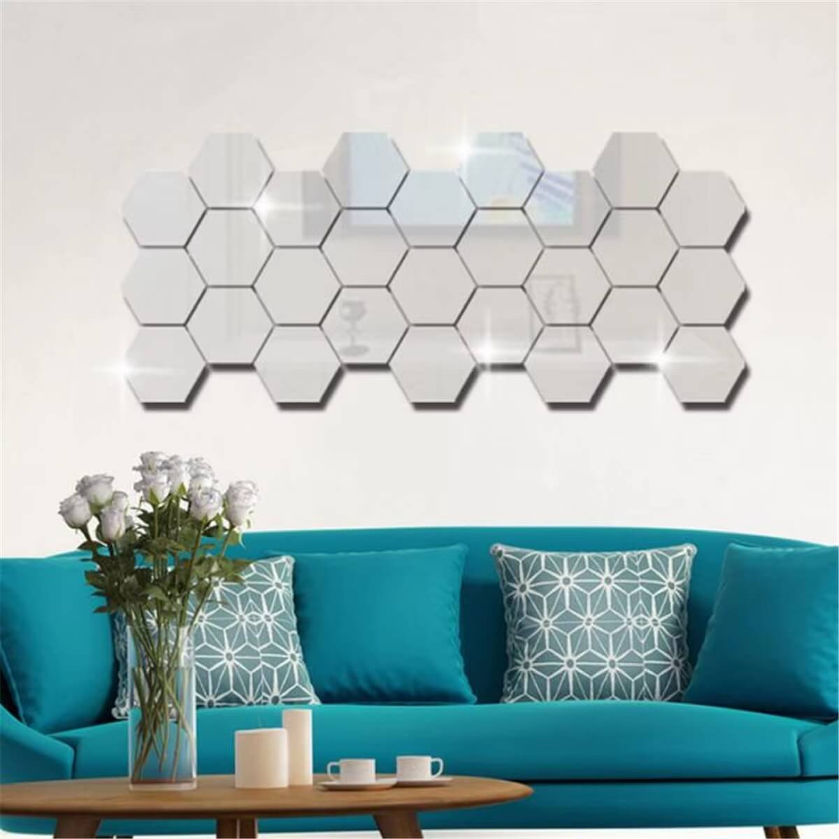 Kit Espelhos Adesivos Decorativos Hexágonos 10 Peças