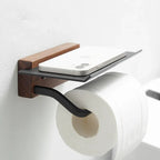 Suporte para Papel Higiênico com Detalhe em Madeira - Casa Stony