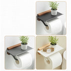 Suporte para Papel Higiênico com Detalhe em Madeira - Casa Stony