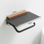 Suporte para Papel Higiênico com Detalhe em Madeira - Casa Stony