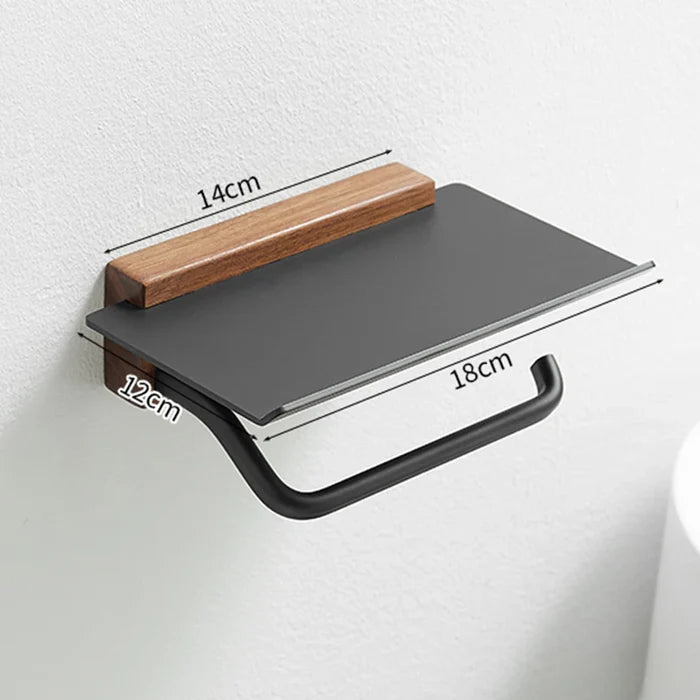 Suporte para Papel Higiênico com Detalhe em Madeira - Casa Stony