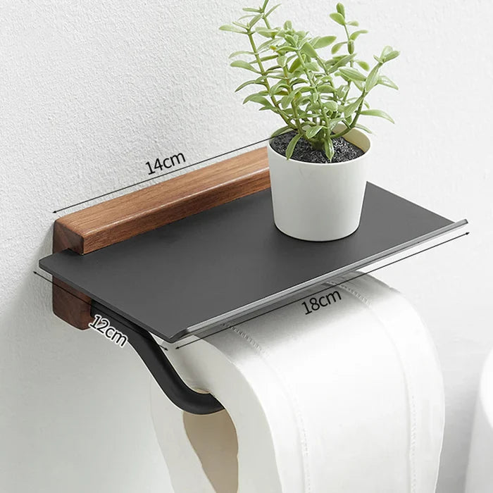 Suporte para Papel Higiênico com Detalhe em Madeira - Casa Stony
