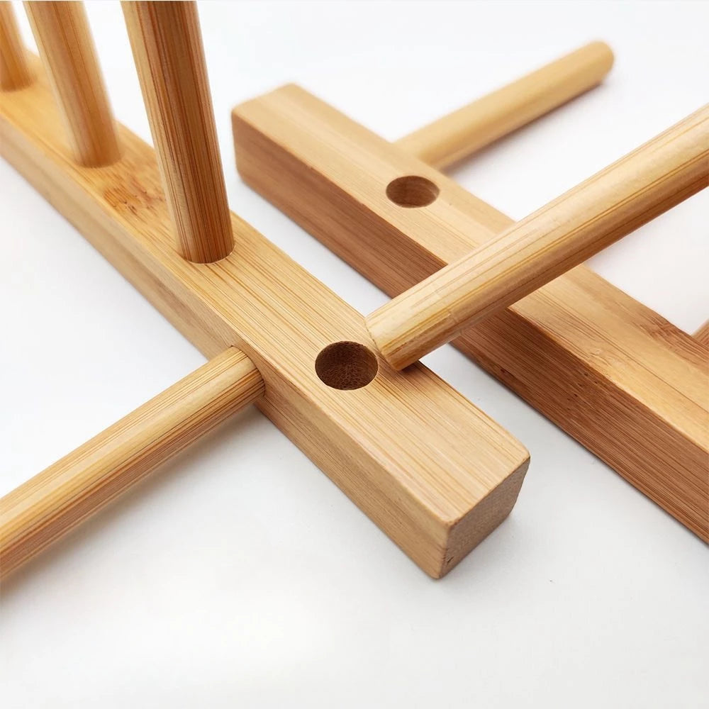 Suporte Escorredor Porta Pratos De Bancada De Bambu - Casa Stony