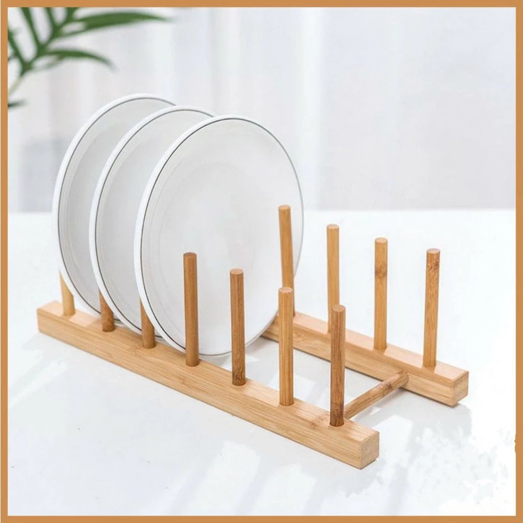 Suporte Escorredor Porta Pratos De Bancada De Bambu - Casa Stony