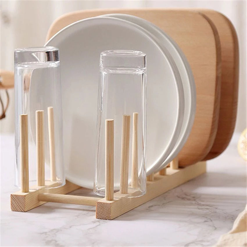 Suporte Escorredor Porta Pratos De Bancada De Bambu - Casa Stony
