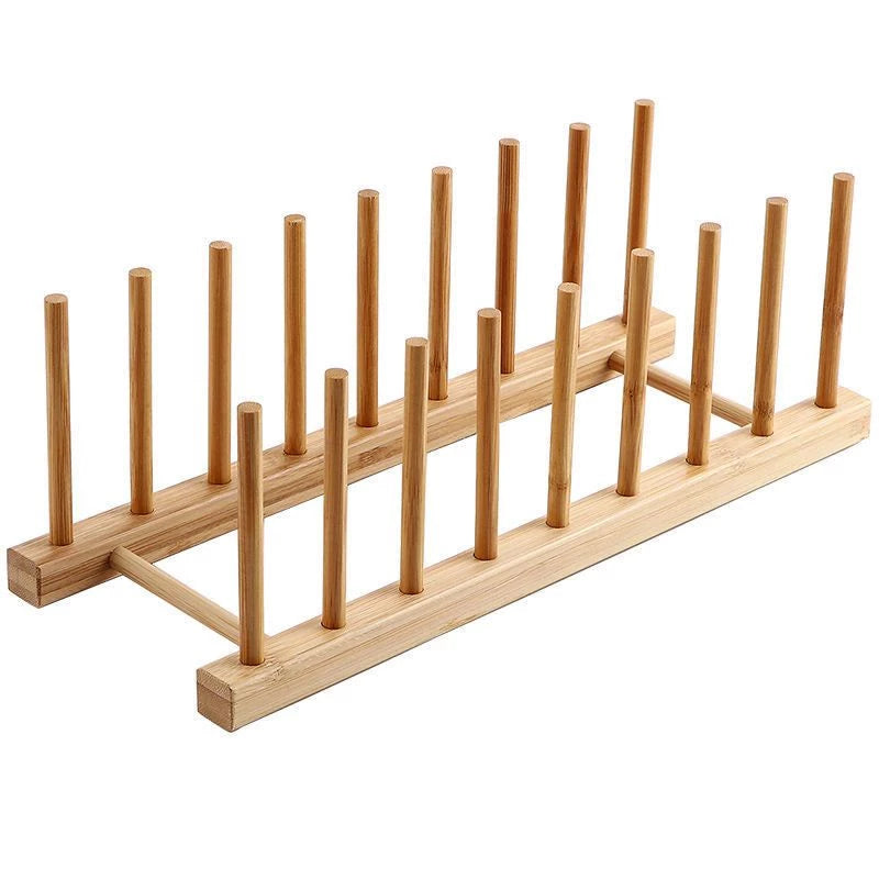 Suporte Escorredor Porta Pratos De Bancada De Bambu - Casa Stony