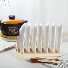 Suporte Escorredor Porta Pratos De Bancada De Bambu - Casa Stony