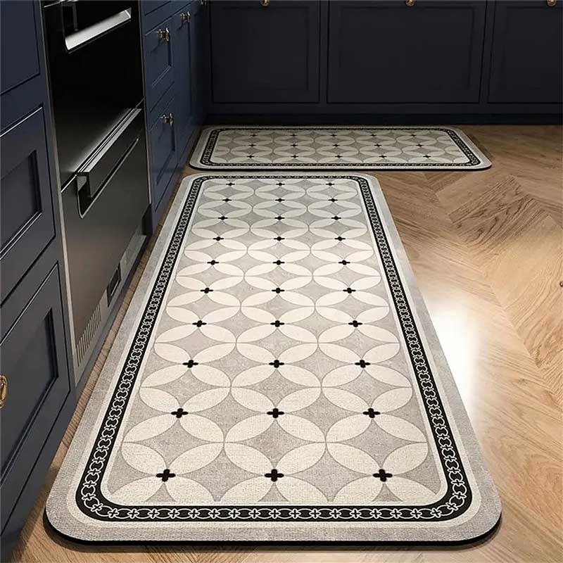 Tapete para Cozinha Absorvente Ladrilhos Cinza