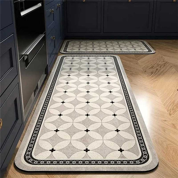 Tapete para cozinha absorvente ladrilhos cinza, passadeira de alta absorção
