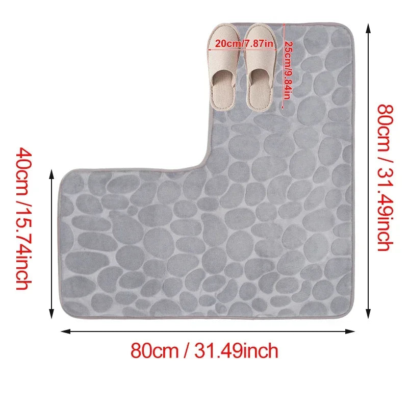 Tapete para Banheiro Antiderrapante Absorvente Canto em L - Casa Stony