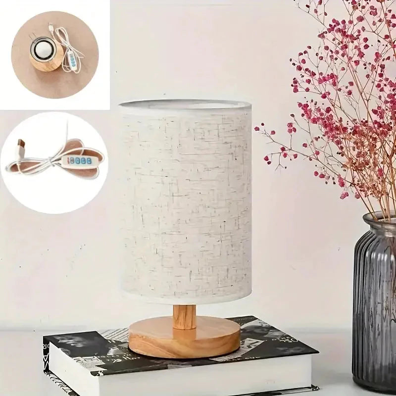 Abajur de Mesa De Madeira USB