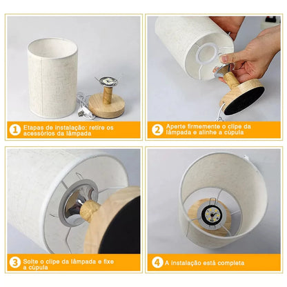 Abajur de Mesa De Madeira USB