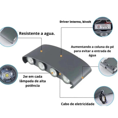 Arandela Externa Led em Alumínio à Prova d'água - Casa Stony