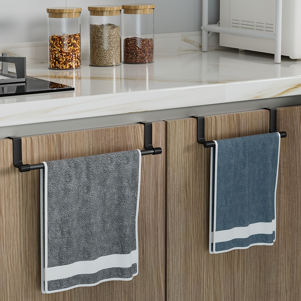 Suporte para toalha de cozinha preto