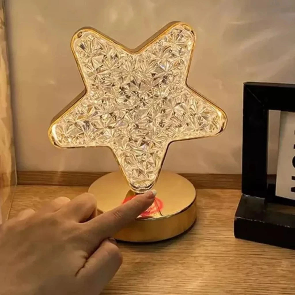 Abajur de Mesa Cristal Acrílico Estrela - Casa Stony