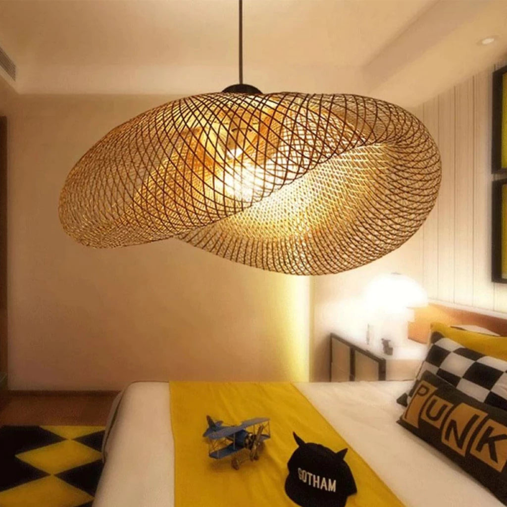 Luminária Pendente de Vime Estilo Palha Artesanal 50cm