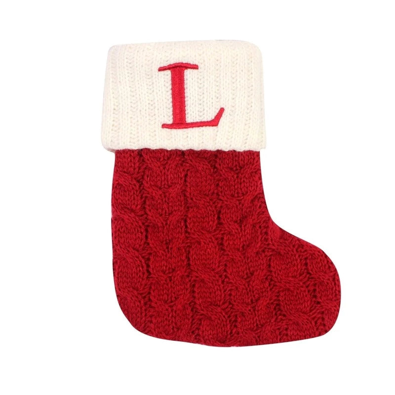 Meia de Natal xadrez com inicial personalizada