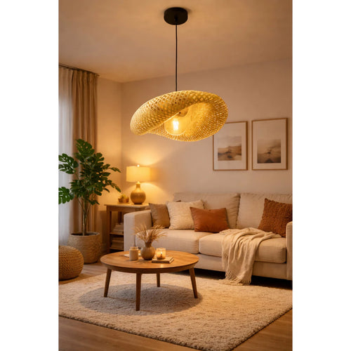 Luminária Pendente de Vime Estilo Palha Artesanal 50cm