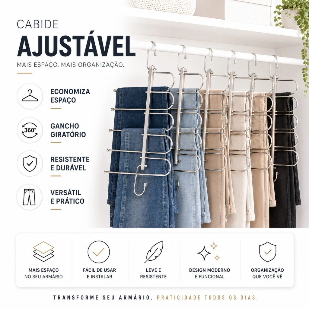 Cabide para guarda-roupa em aço inox