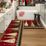 Conjunto Tapetes de Cozinha Xadrez Árvore de Natal