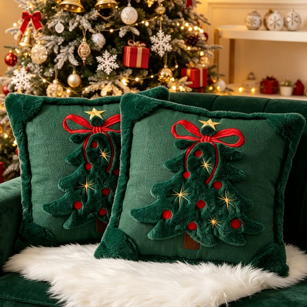 Kit 2 capas de almofada de pelúcia de Natal