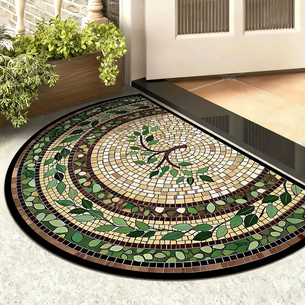 Detalhe da estampa de mosaico com trepadeira