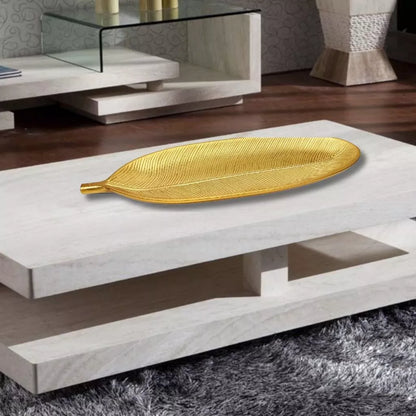 Centro de Mesa Decorativo Folha Dourada 41cm