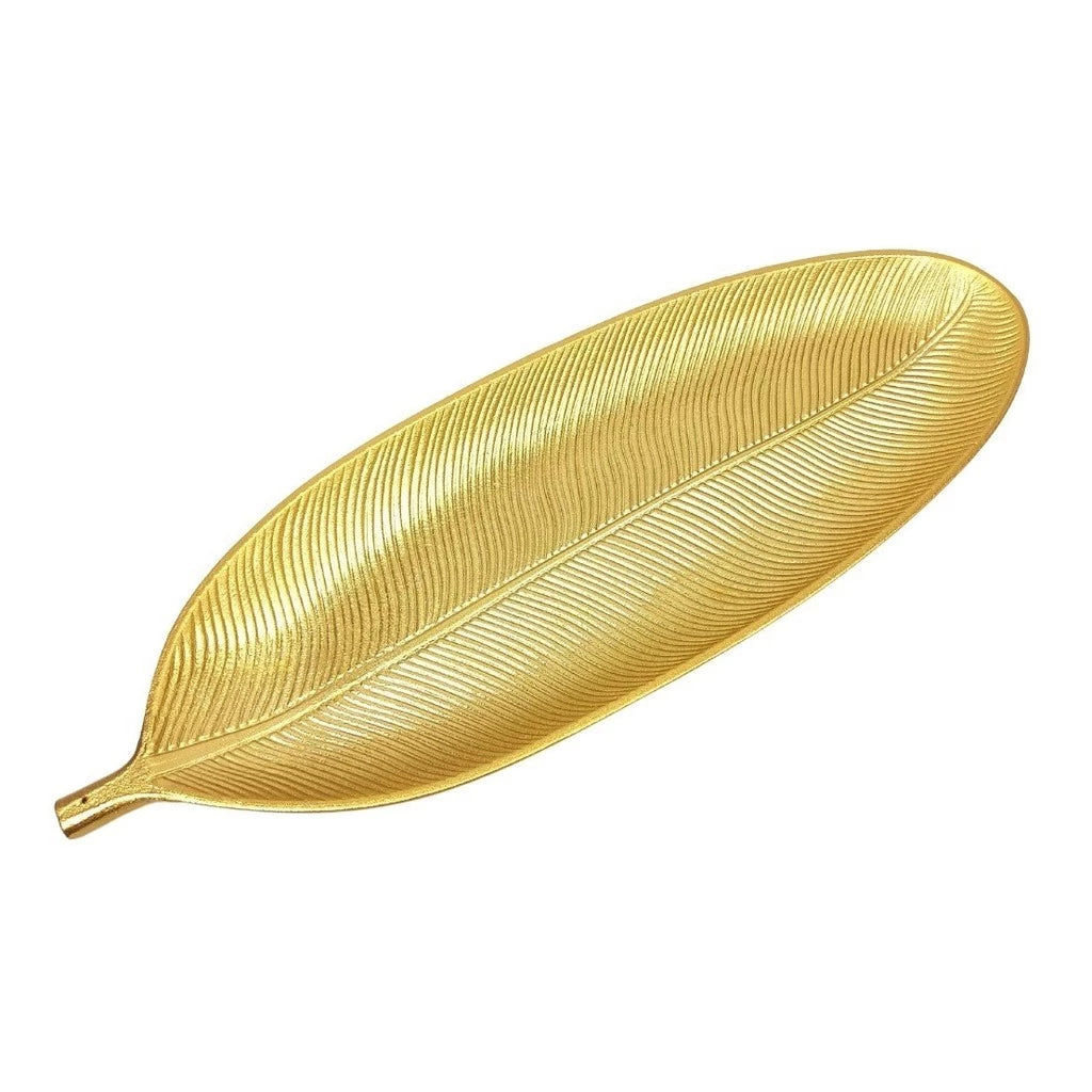 Centro de Mesa Decorativo Folha Dourada 41cm
