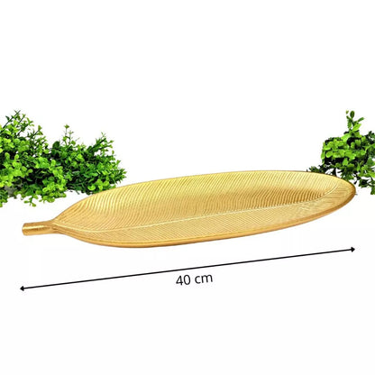 Centro de Mesa Decorativo Folha Dourada 41cm