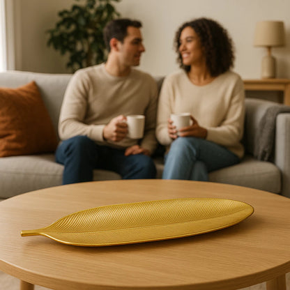 Centro de Mesa Decorativo Folha Dourada 41cm