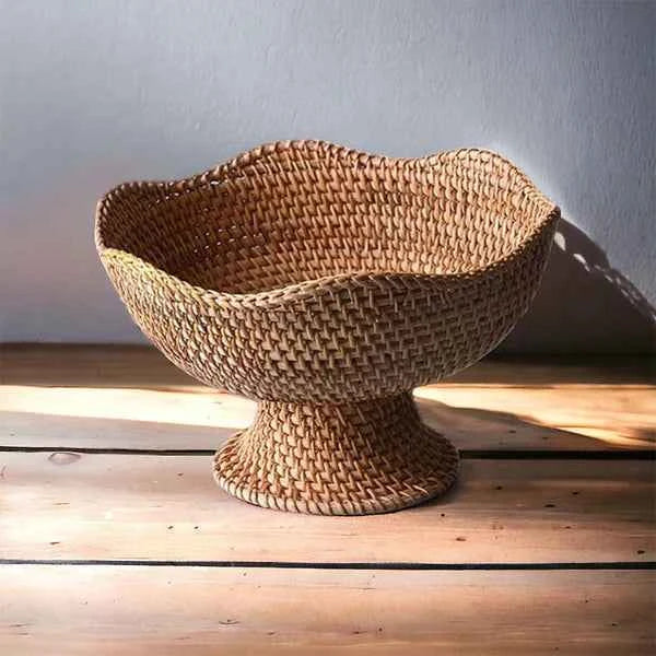 Cesto de Frutas em Palha Rattan