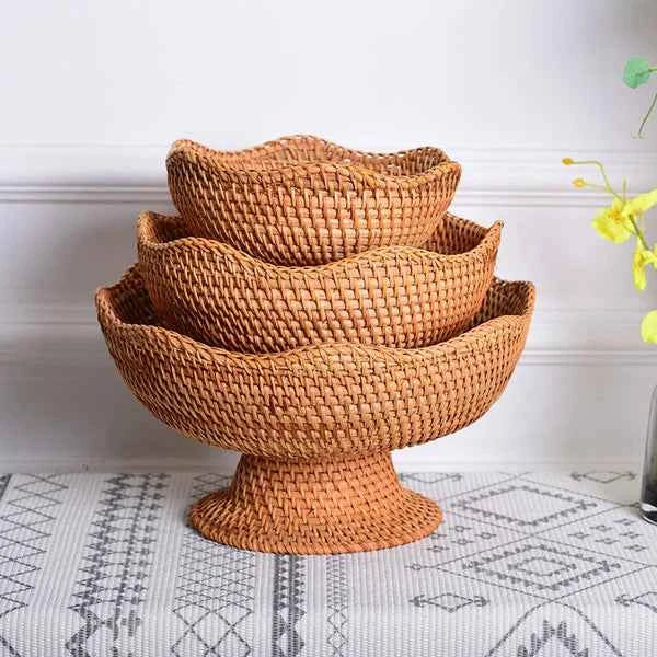 Cesto de Frutas em Palha Rattan