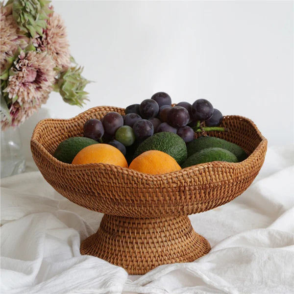 Cesto de Frutas em Palha Rattan