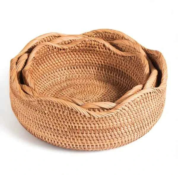 Cesto de Palha Rattan Trançado