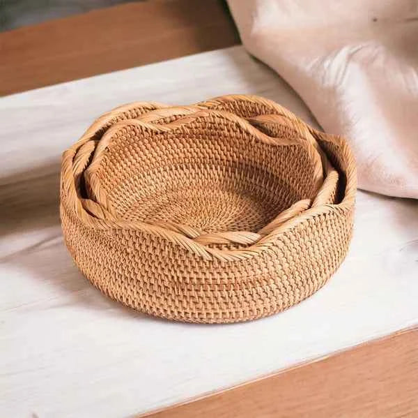 Cesto de Palha Rattan Trançado